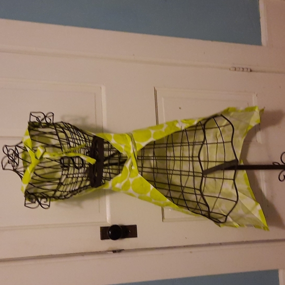 Embroidered Cotton Lime Green Polk-A-Dot Chef Kitchen Apron Baker Cook Gift - Picture 4 of 6